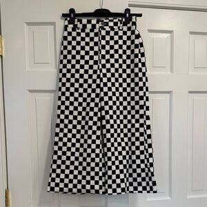 Hollister Black and White Checkered Wide Leg Culottes